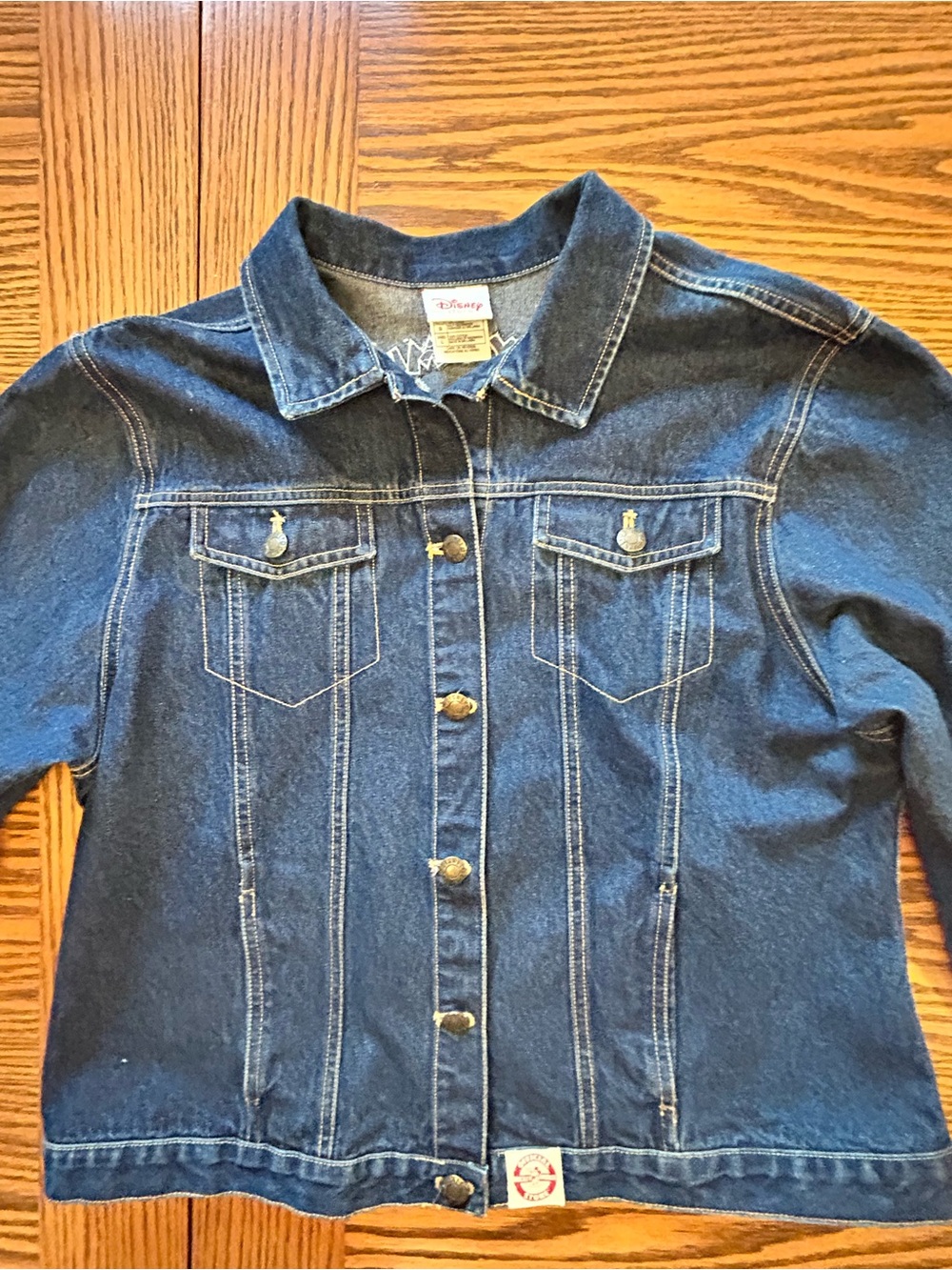 Disney Vintage 90’s Dark Blue Denim Jean Jacket Mickey & Minnie Embroidered Sz L